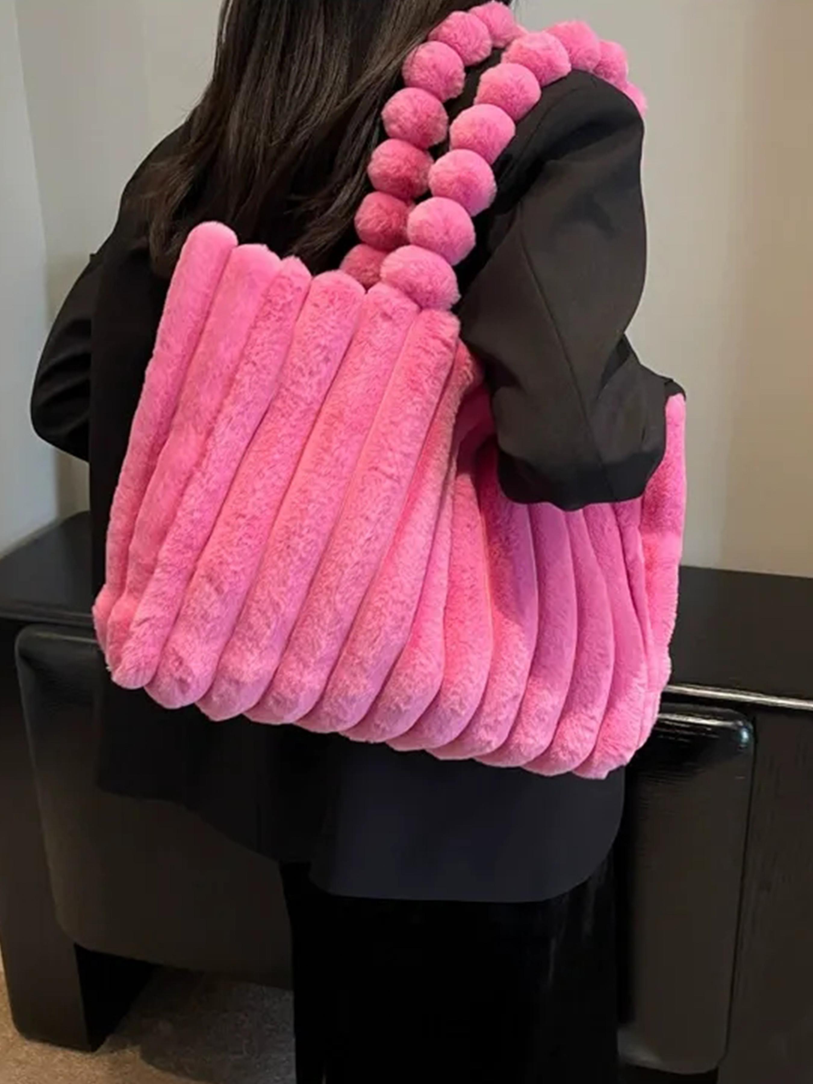 Valentine's Day Large Capacity Plush Tote Bag, Fashion Multi-Purpose Women's Shoulder Bag, Crossbody Tote Bag, Perfect for Winter, Stylish Spacious Handbag