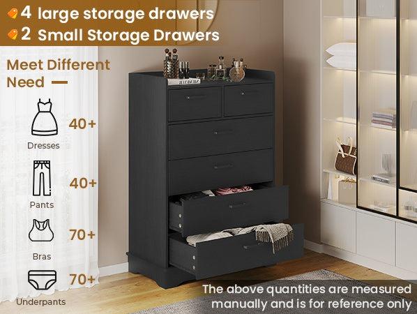 Sikaic 6 Drawers Dresser Wooden Vertical Large Capacity Storage Chest Luxury Bedroom Furniture Apothecary Cabinet Modern Cupboard Organization Organizer Interior