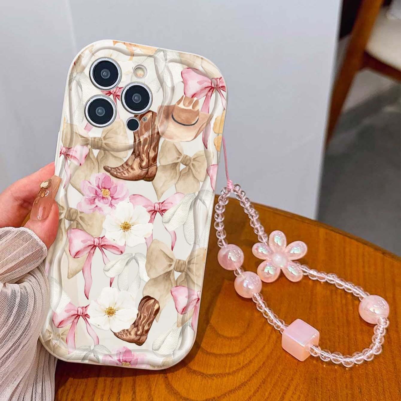 Western Cowboy Boots Flower Design Tpu Case, Shockproof Phone Cover for Apple iPhone 17 Pro Max/16/16 Pro Max/11/13/14/15, Girl's Gift