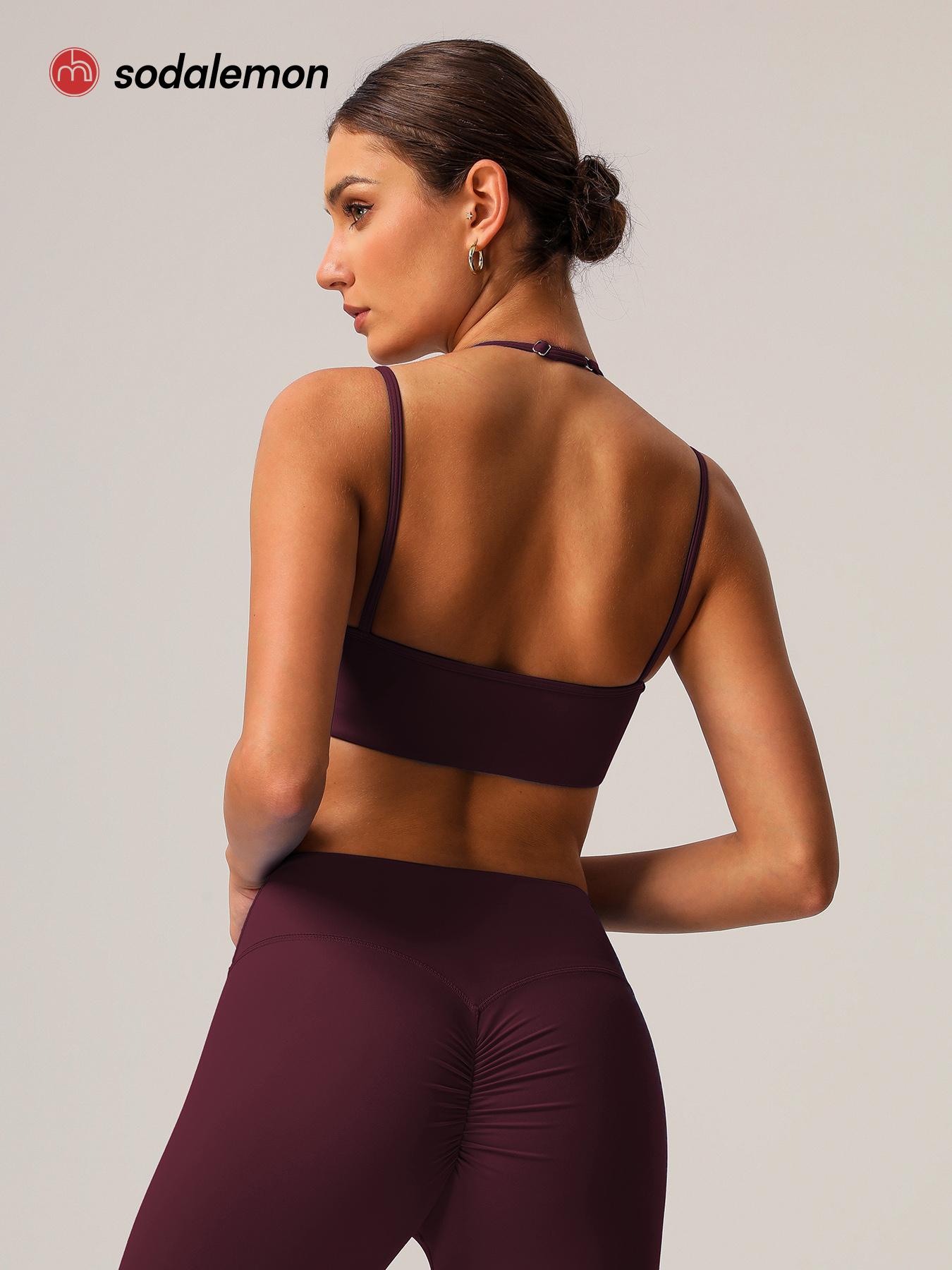 1 Piece Women's Fitness Bra, High-Elastic Thin-Strap Halter-Neck Sports Bra for Running and Yoga