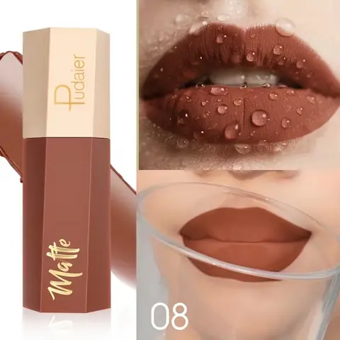 Waterproof Matte Velvet Lip Gloss, Long-Lasting Nude Finish, 14 Shades, Holiday Exclusive, Perfect Gift for Christmas and Valentine's Day, Lip Glaze