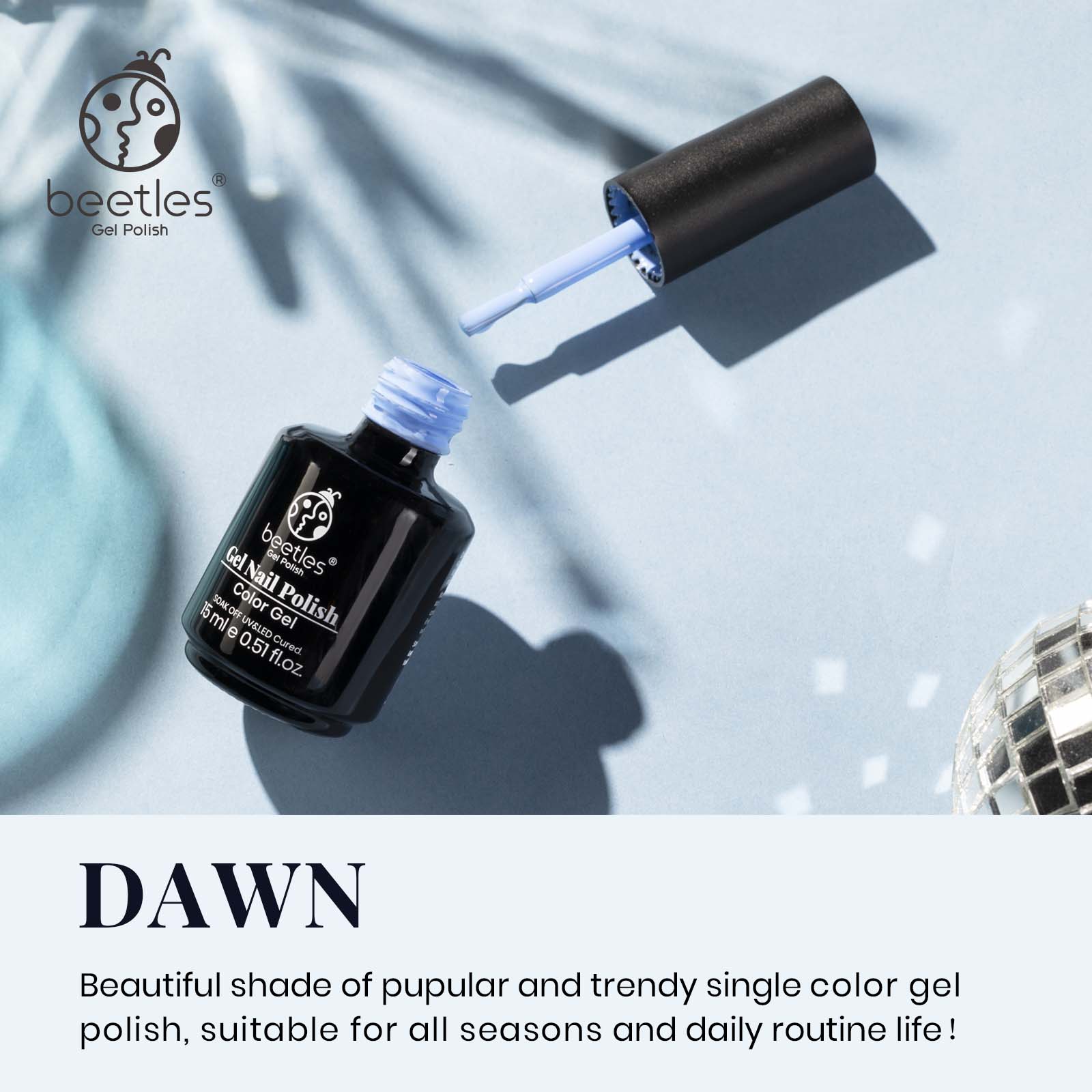 Beetles 15ML Gel Nail Polish, All-Season Solid Color Soak-Off UV LED Gel with Rich, Opaque Color for Smooth & Long-Lasting At-Home & Salon Manicures, Gift for DIY Nail Art Lovers and Women
