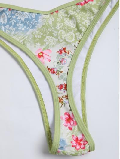 Adjustable Thin Strap Printed Floral Bikini Set for Women, 2026 Spring & Summer Lightweight Breathable Beach Vacation Swimwear