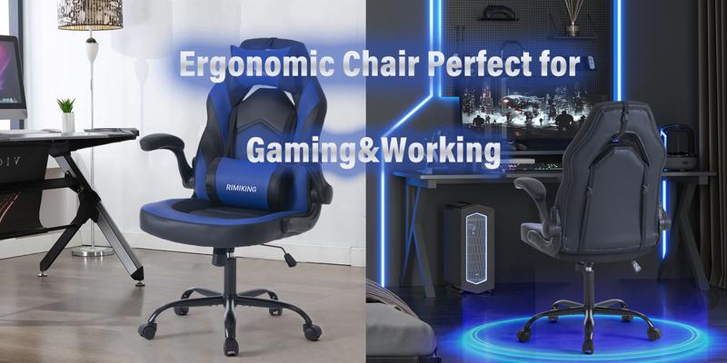 RIMIKING Shelby Series Ergonomic Gaming Chair, Adjustable Recliner, Lumbar Support, Heavy-Duty Office Chair,275 lbs Weight Capacity,3896