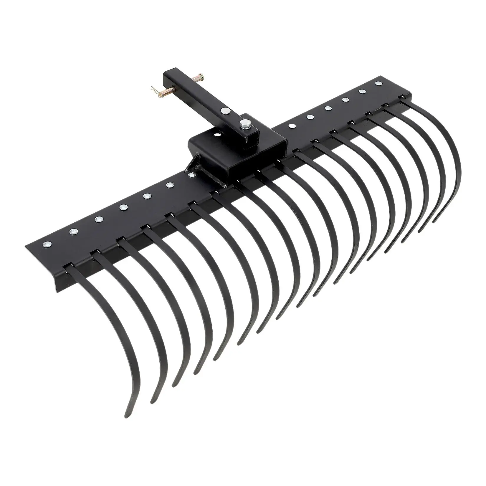 Heavy Duty Tow-Behind Landscape Rake, 48 Inch Dethatcher for ATV UTV Tractor, 17 Steel Tines, Adjustable Spacing, Gravel Driveway Leveler, Lawn Leaf Rock Cleaner, 2-Inch Hitch Compatible