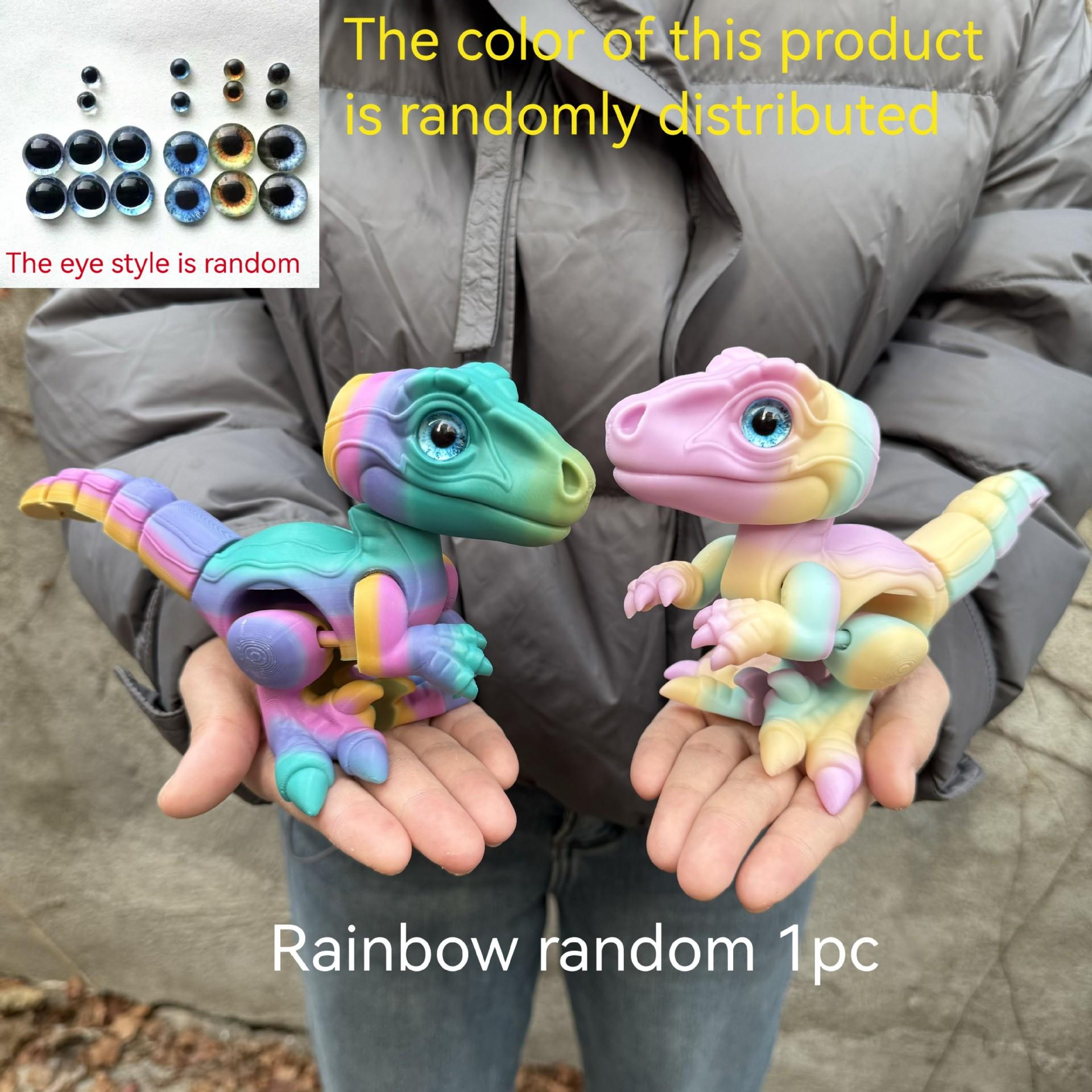 3D Printed Small Colorful Dragon Jointed Figure with Realistic Eyes, Artisanal Ornament, Collectible Doll, Decorative Craft