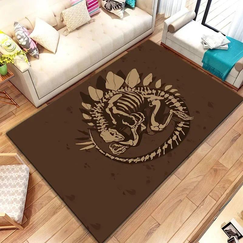 Dinosaur Skeleton Fossil Flannel Area Rug - Realistic T-Rex Bones Print Soft Mat for Kids Room & Playroom, Non-Slip Jurassic Home Decor #DinosaurFossilRug #SkeletonMat #JurassicKidsDecor #TrexCarpet #NonSlipFlannelRug