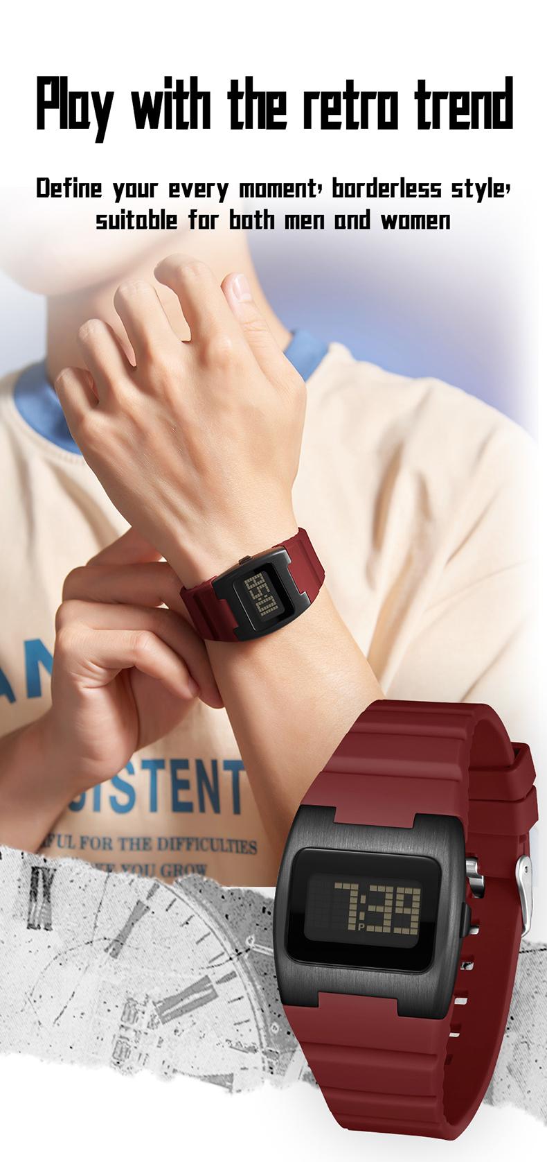 Sanda Fashion Square Sports Watch, Waterproof Luminous Multifunctional Wristwatch, Analog-Digital, Perfect Birthday & Festival Gift