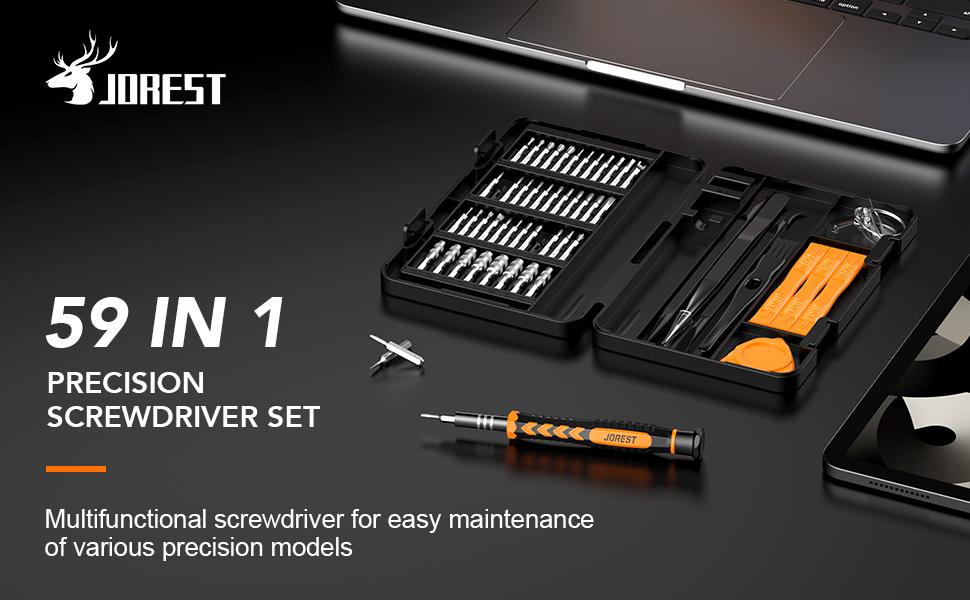 JOREST 59Pcs Small Precision Screwdriver Set with Torx T5, T6, T8, Mini Repair Tool Kit for Macbook, Computer, Laptop, iPhone, PS4 PS5, Xbox, Switch, Eyeglasses, Watch, PC, Ring Doorbell, Electronic