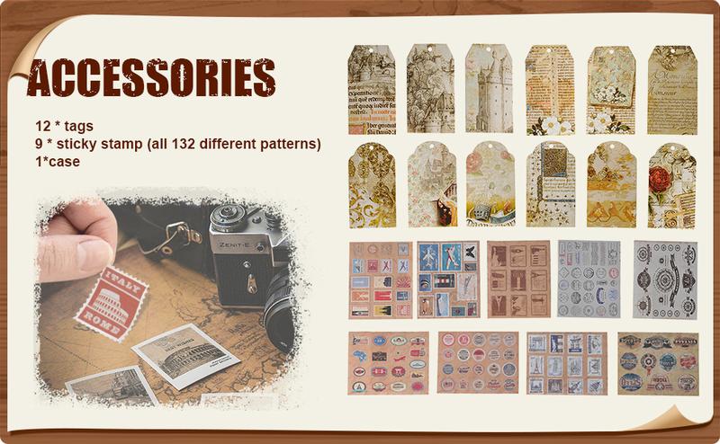 Our Adventure Book Scrapbook Photo Album 8.9x7.7inch Retro Style Embossed Letter Cover Travel Diary Journal Scrap Book Kit Decor Gifts for Christmas/ New Year/ Mother's Day/ Valentine's Day/ Women's Day/ Easter