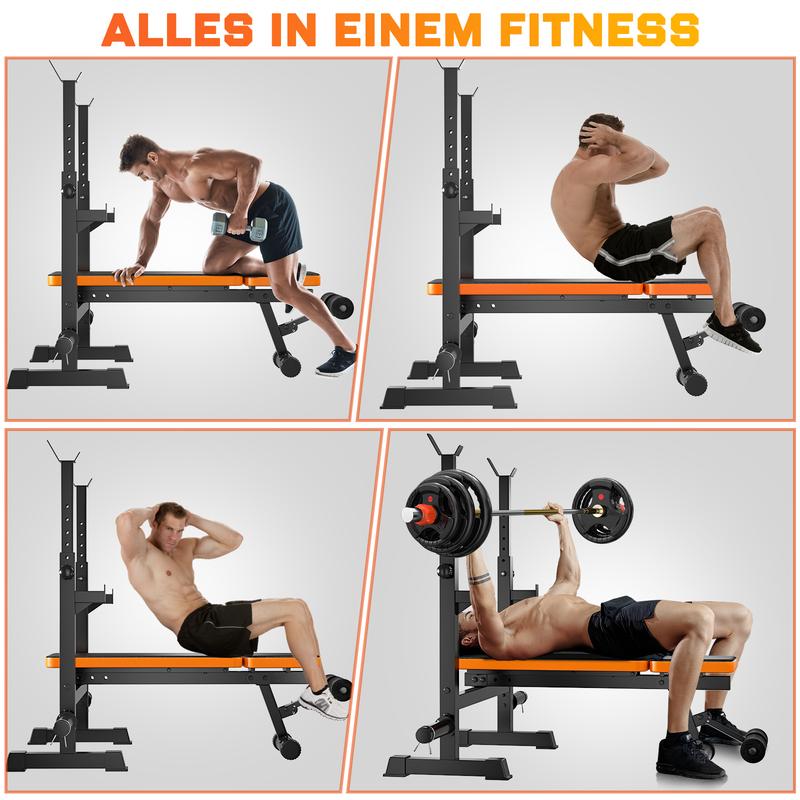 Bearbro 770lbs 5-in-1 foldable work bench, multi-functional work bench, Olympic fitness training comprehensive training bench with squat rack, suitable for full-body strength training in home gyms