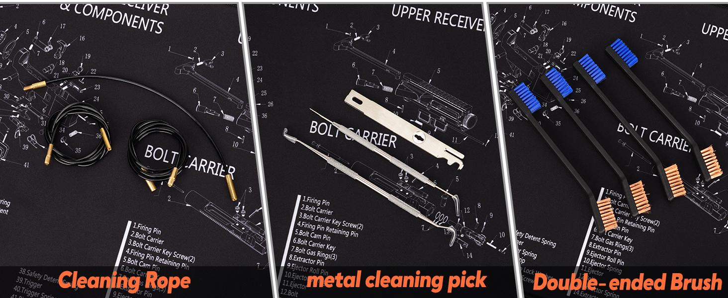 Universal Cleaning Kit with Denser Brass Brushes, Mops, Jags,Rods,Ropes and Travel Size Range Bag Tool Accessories Tool Box Fathersdaygift