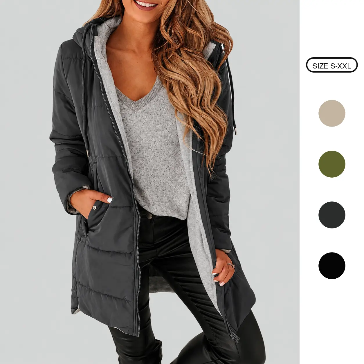Imily Bela Womens Warm Puffer Down Jacket Hooded Winter Casual Lightweight Mid Quilted Coat with Pockets Imily Bela Womens Warm Puffer Down Jacket Hooded Winter Casual Lightweight Mid Quilted Coat with Pockets