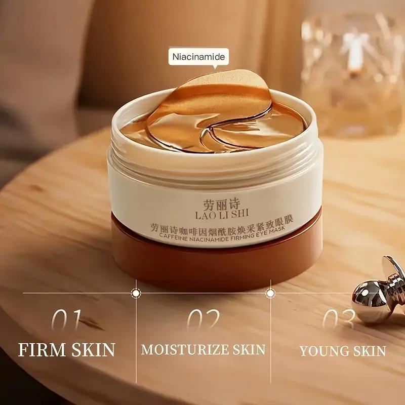 1 box of caffeine peptide firming eye masks, Hydrating eye treatments, Under Eye Patches, containing hyaluronic acid and niacinamide, deeply moisturizing, firming, reduces eye wrinkles, improves dark circles, suitable for all skin types