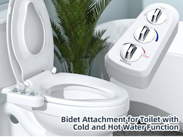 Hibbent Hot and Cold Water Spray Non-Electric Mechanical Bidet Toilet Attachment, Toilet Seat Bidet with Self Cleaning Dual Nozzle for Rear or Female Washing Sanitizing