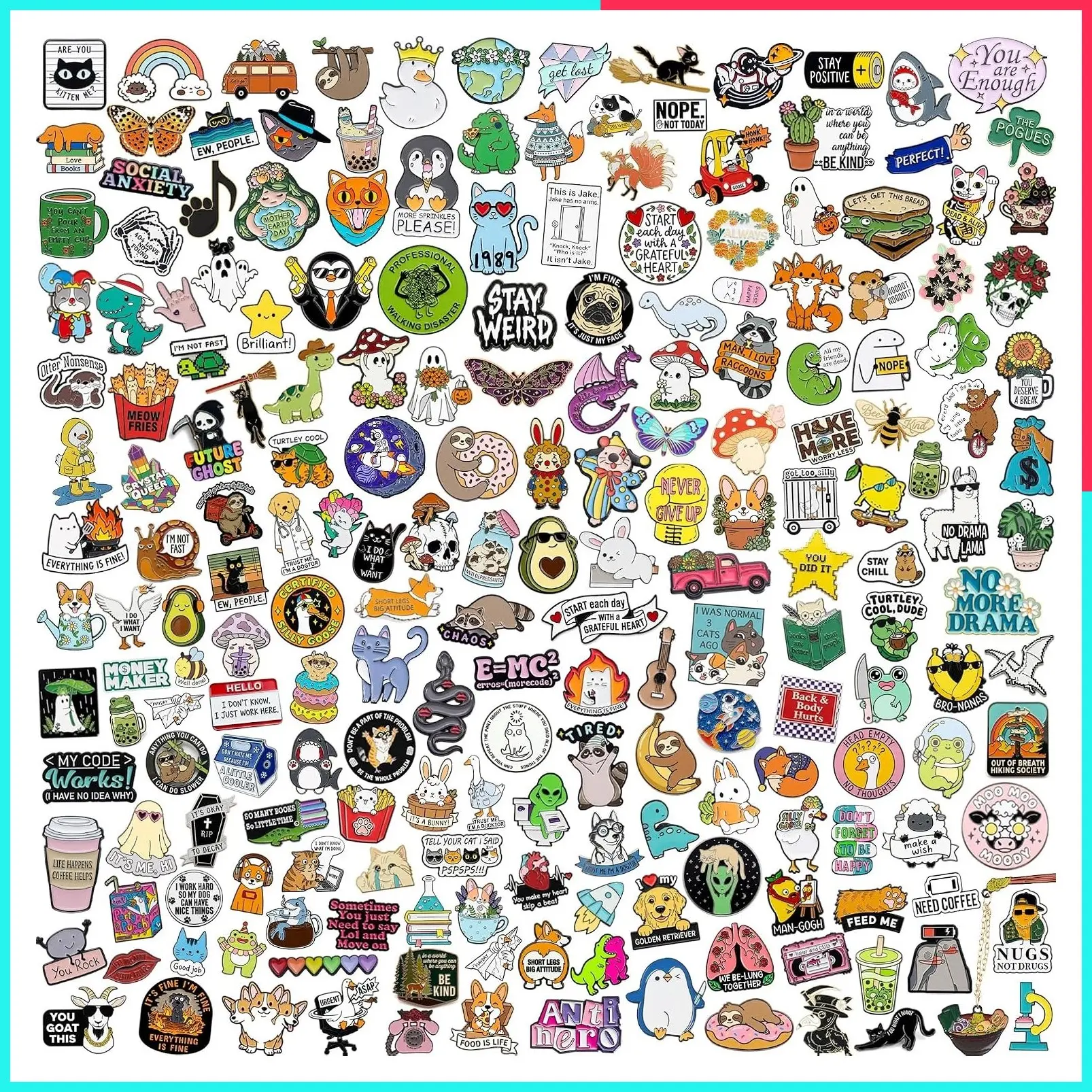 20/40/50 PCS Cute Funny Enamel Pins Bulk Set - Aesthetic Lapel Badge Brooch Pins for Backpacks, Hats, Bags, Lanyards