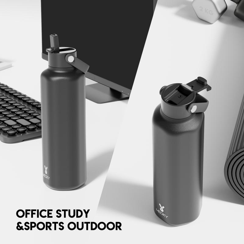 【Meoky 】24oz Hexagonal Thermos bottle, Hot Water Mug,Lightweight and Easy to carry, Soft Silicone Handle Design, Multifunctional Cup Lid, Non-slip and Leak-proof, Insulated For 8 Hours, Refrigerated For 24 hours, Suitable for office and travel