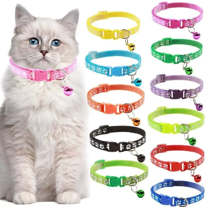 2PCS Adjustable Pet Collar - Soft Polyester, Skin-Friendly, Removable Bell, Solid & Print Designs - Easy Tracking Pet Accessory for Cats & Small-Medium-Large Dogs (Bag Charm Accessory)