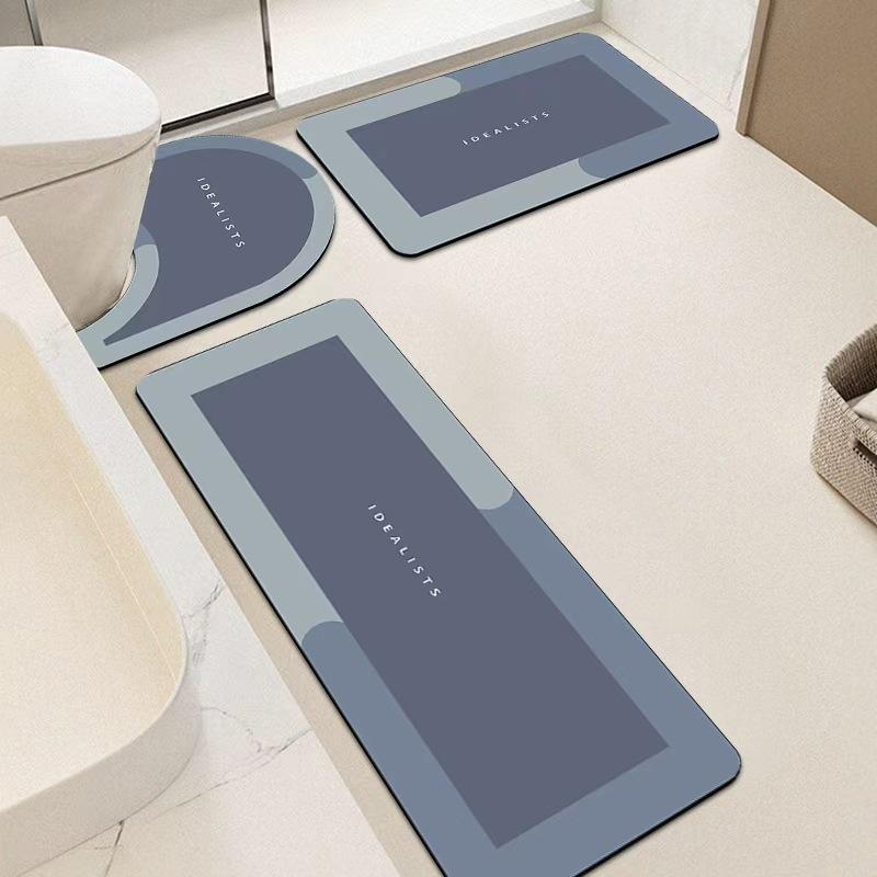 Soft Absorbent Non Slip Bathroom Mat Set, 3 Counts/set including Washable Rug & Toilet U Shaped Mat & Entrance Door Mat, Home Decor