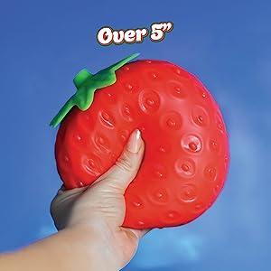 Squishy Extra Large Strawberry, Gag Gifts Funny Adult, Giant Stress Ball, Fidget Sensory Toy for Kids, ADHD Toys