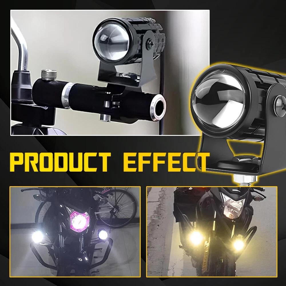 2pcs Motorcycle Headlight Motor Parts Accessories Universal LED Headlamp Projector Lens Dual Spotlight Additional Headlights Led Front Lights