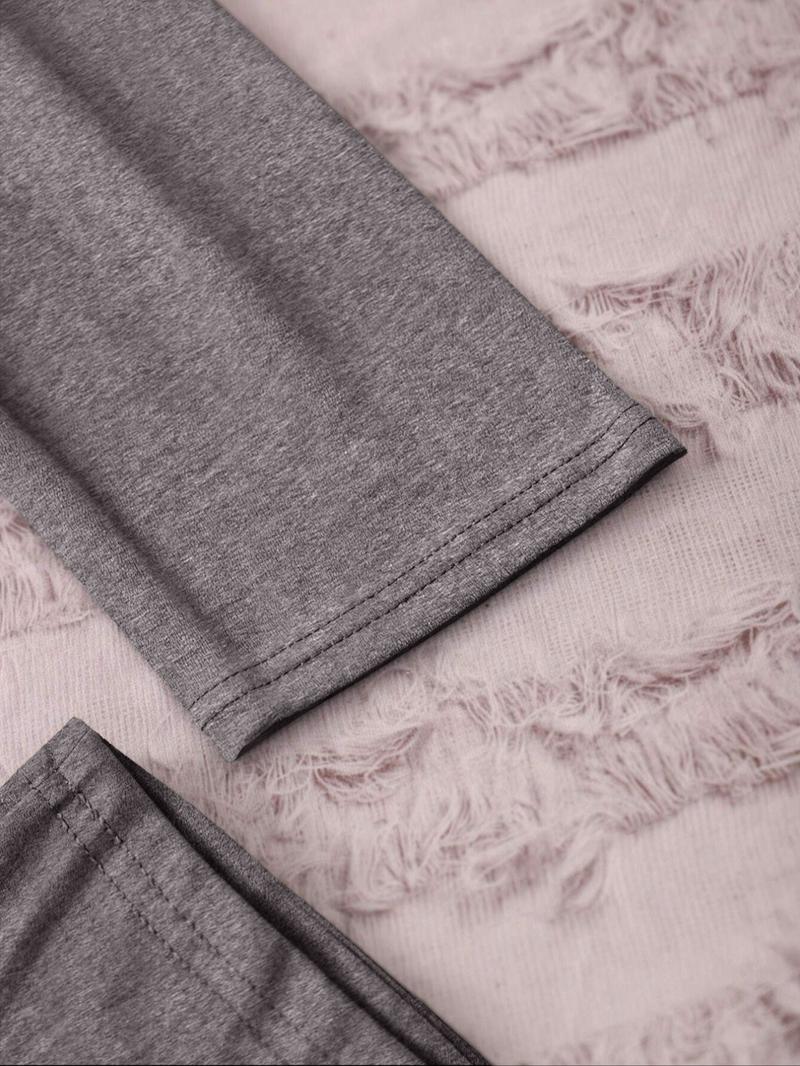 Women's Long Sleeve Pajama Set Cartoon Heart Sausage Dog Print, Casual Fitted Sleepwear Loungewear for Spring & Fall, Comfortable Kint Fabric