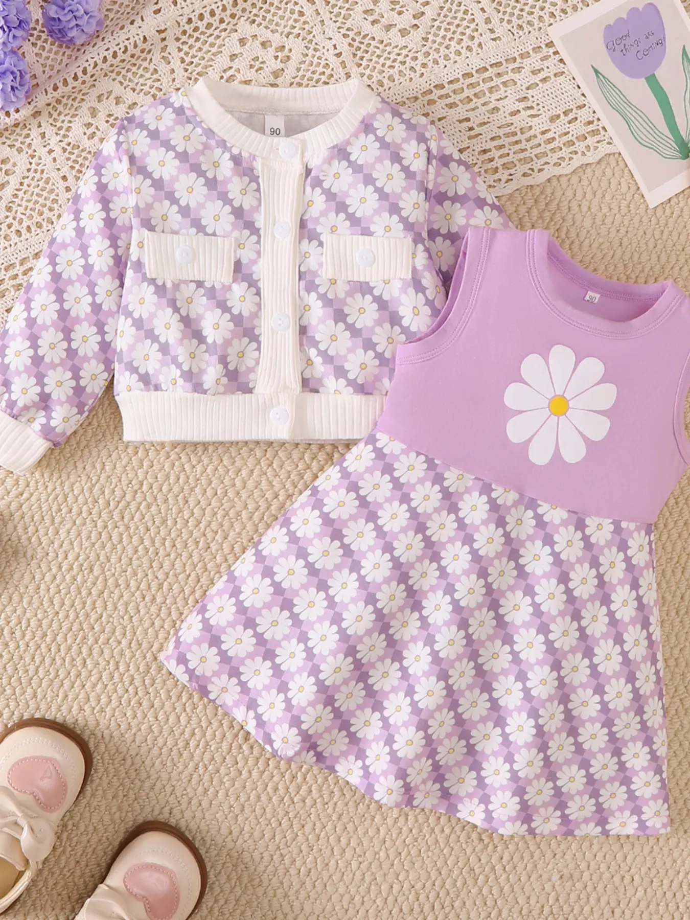Girls' Jacket and Dress Set, Stylish for Kids, Perfect for Daily Wear, Comfortable and Trendy Clothing for Girls