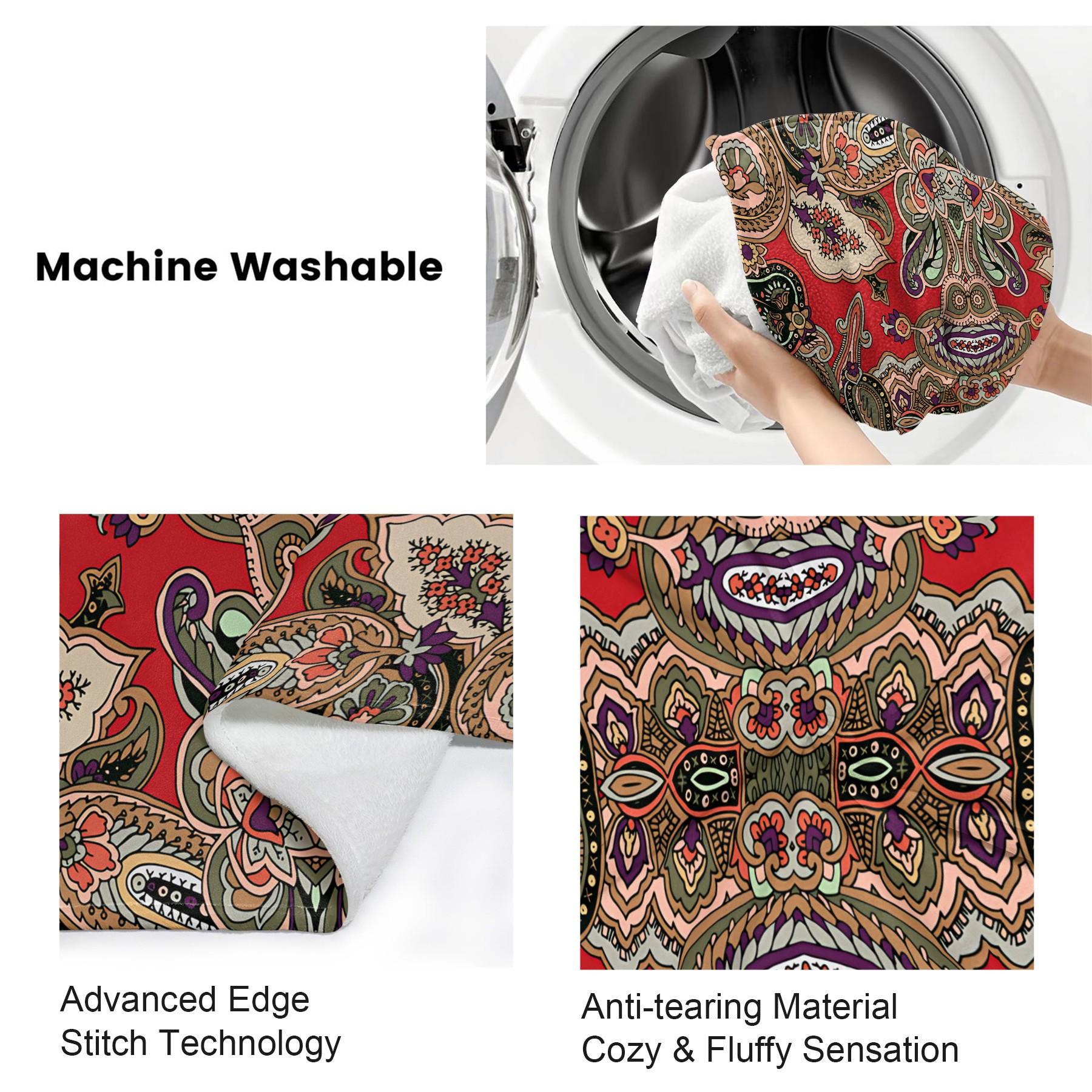 1Pcs Boho Paisley Digital Print Flannel Blanket, Vibrant Ethnic Style Throw Blanket, Ultra-Soft Cozy Warm Blanket, All-Season Decorative Gift Blanket, Perfect for Bedroom, Sofa, Couch, Camping, Travel, Dorm Decor