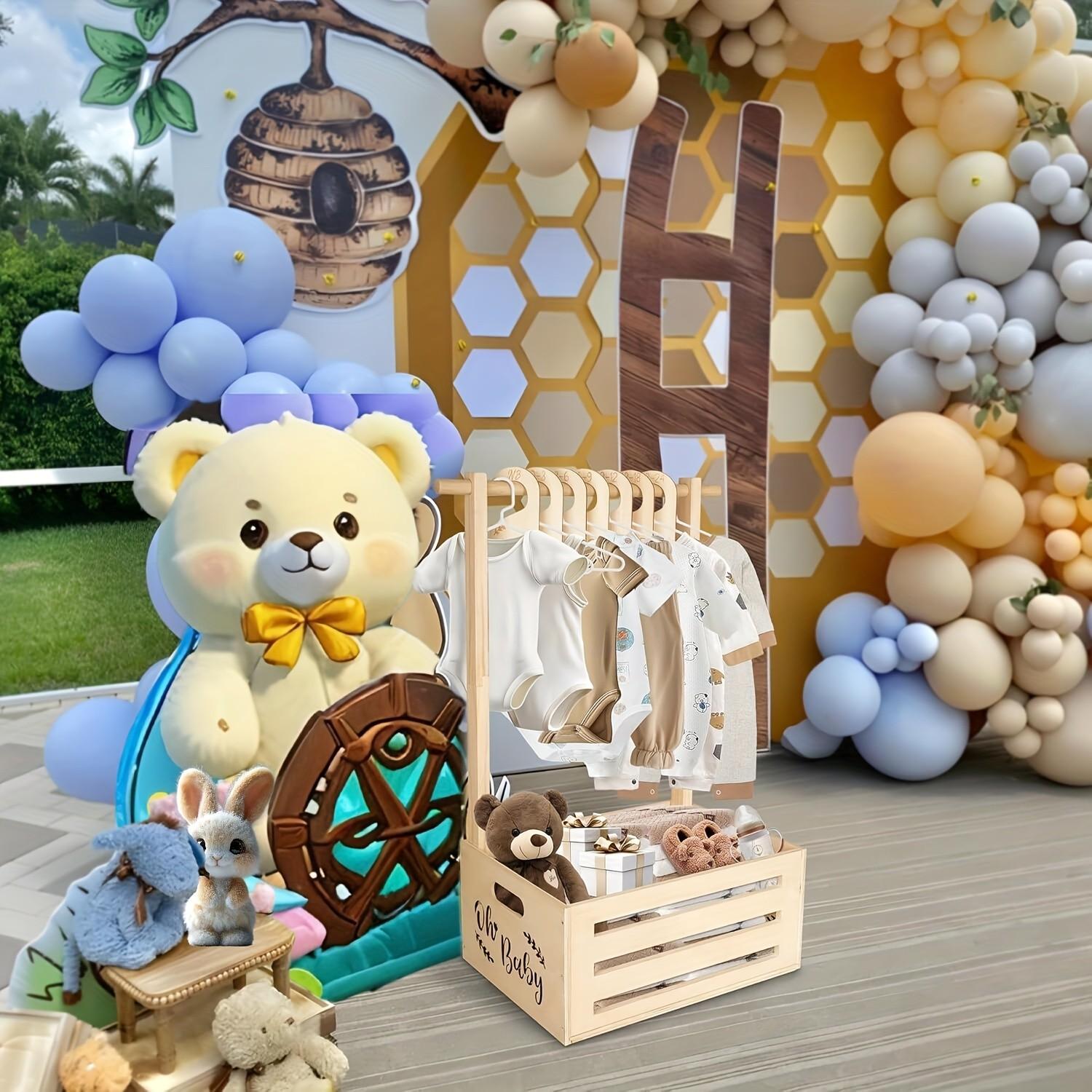 Large Size Wooden Storage Basket Youngster Shower Crate Closet, Youngster Shower Decorations Youngster Wooden Storage Crate with Handle Baby Shower Gifts Basket for Boys & Girls, Pregnancy Gifts, Suitable for Christmas and Halloween Gifts