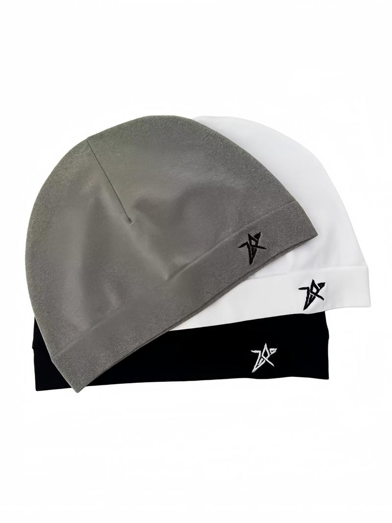 Star Embroidered Satin Lined Skull Cap, Adjustable High-Quality Elastic Design, Unisex Simple Eternal Style, Perfect Travel Companion, Premium Quality Cap