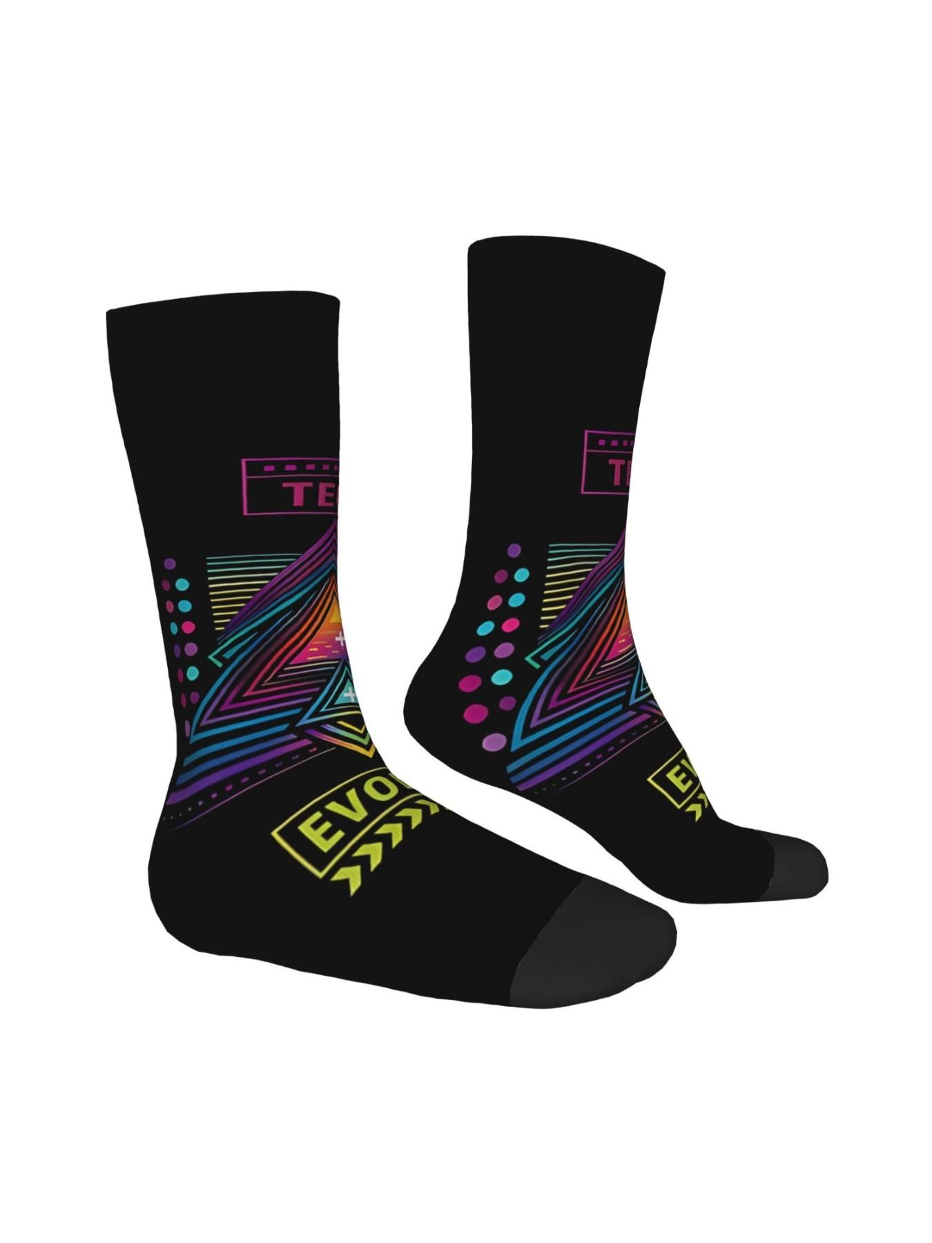 1 Pair Stylish Abstract Design Men's compression Socks Harajuku Pattern Printed Funny Novelty Happy Crew Sock Breathable Compression Socks