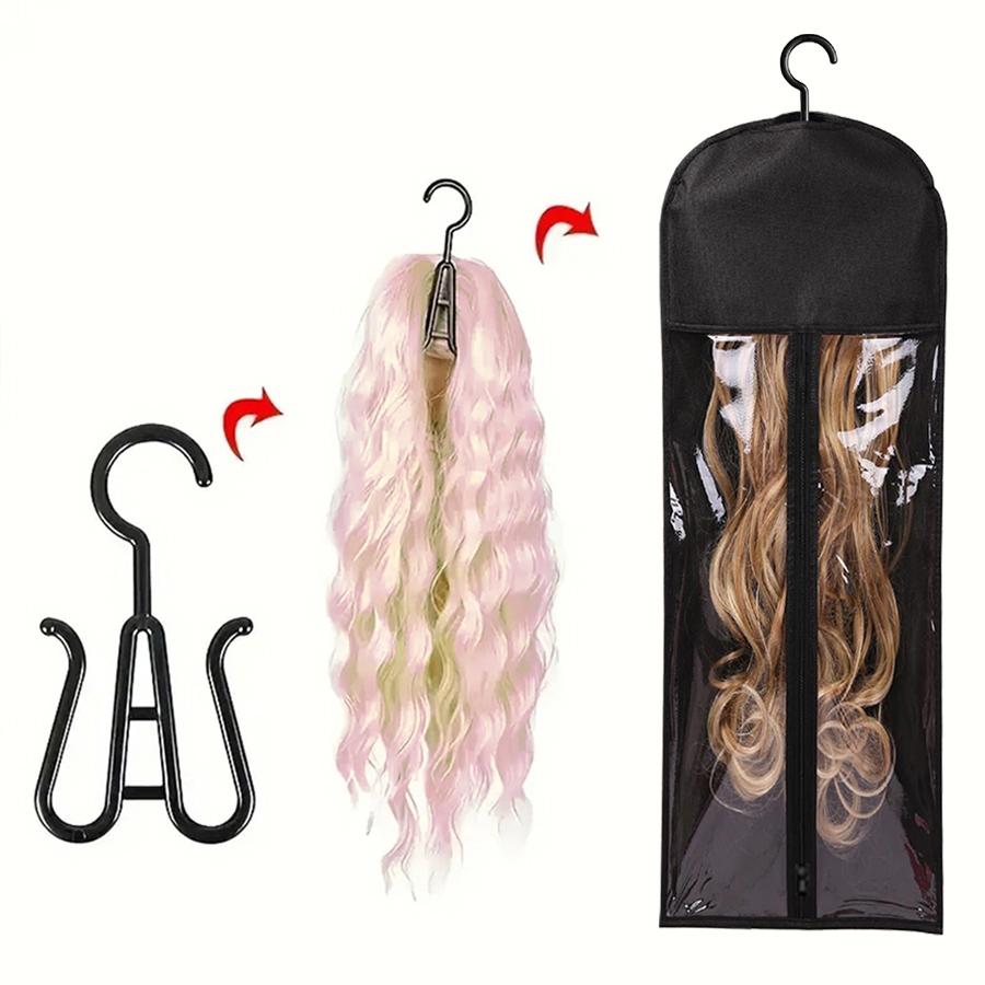 Extra Long Wig Storage Bag With Hook Wig Storage Hanger Zipper Transparent Dustproof Wig Storage Bag, Hair Extension Holder Wig Bag Wig Storage For Multiple Wigs Holder Hair Extension Hanger Wig Tool Wigs Accessories For Salon & Home Use Wigs & Acces