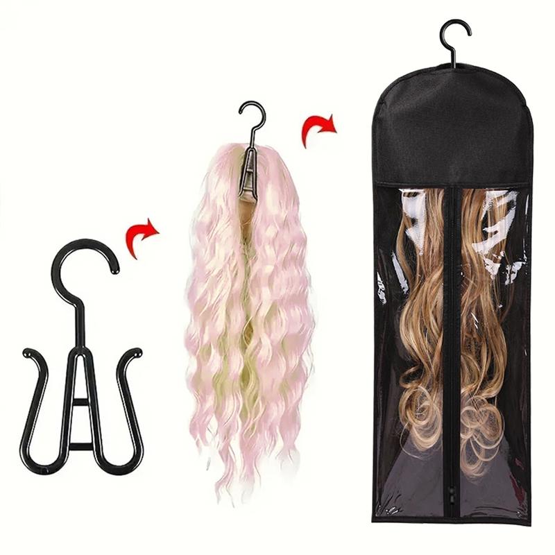 Extra Long Wig Storage Bag With Hook Wig Storage Hanger Zipper Transparent Dustproof Wig Storage Bag, Hair Extension Holder Wig Bag Wig Storage For Multiple Wigs Holder Hair Extension Hanger Wig Tool Wigs Accessories For Salon & Home Use Wigs & Acces