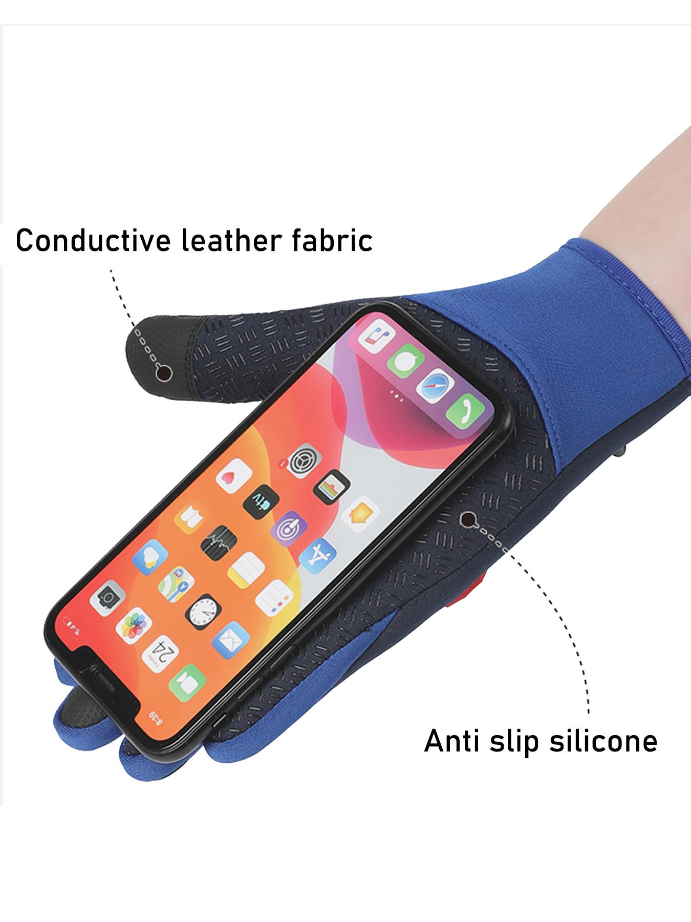 Spring Autumn Outdoor Sports Fleece Lined Cycling Gloves Waterproof Touchscreen Mountaineering Gloves Zipper Gloves Outdoor Activity Gloves