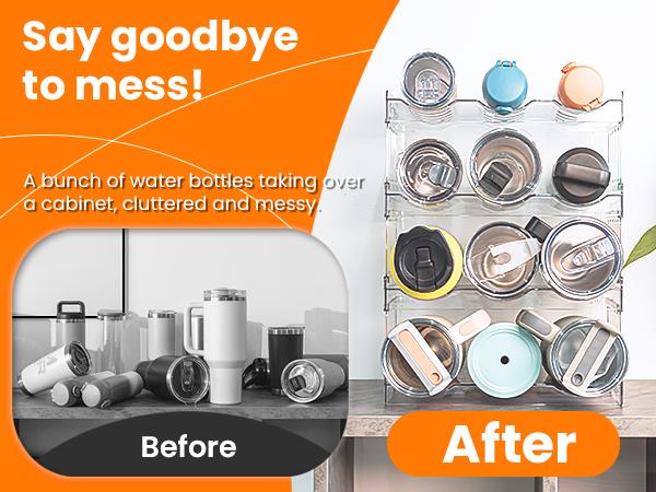 Water Bottle Organizer for Stanley 40oz Tumbler, Pantry Kitchen Organizers and Storage for Stanley Cup, Stackable Water Bottle Holder Racks