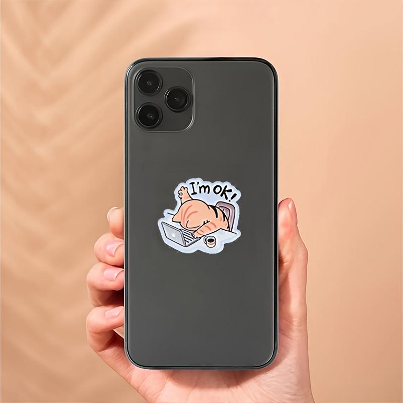 A "I'M Fine" Cat Sticker - Glossy Hollow Design, Suitable for Laptops, Water Bottles, And Phones - Durable Accessory And Gift, Notebook Decoration