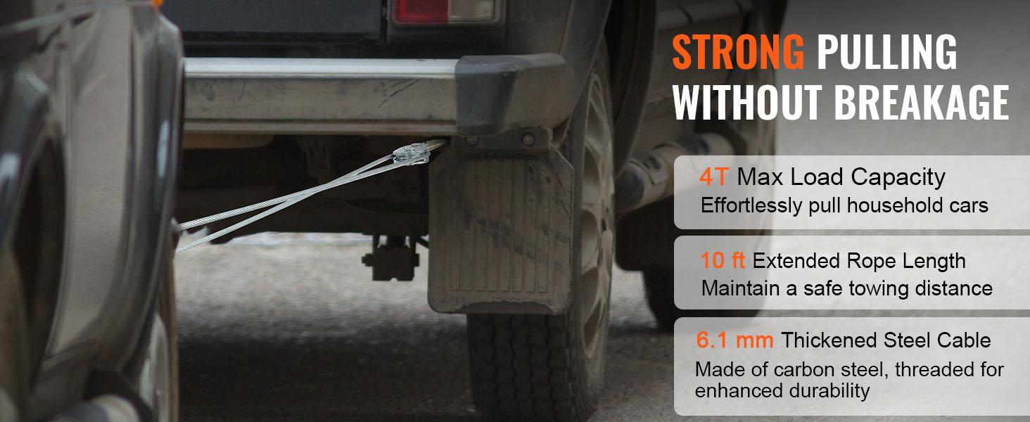 VEVOR Come Along Winch, 4 Ton (8, 818 lbs) Pulling Capacity, 10 ft Steel Cable, 3 Hooks, Heavy Duty Ratchet Power Puller Tool with Dual Gears, Automotive Hoist Cable Puller Ideal for Vehicle Rescue