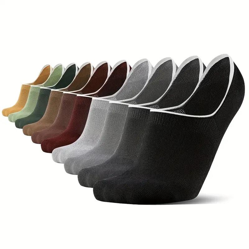 10 Pair Men'S Summer No-Show Socks, Lightweight & Breathable Cotton Blend - Moisture-Wicking, Stay-Up Fit With Non-Slip Grip Solid Color Minimalist No Show Socks 10 Pair Men'S Summer No-Show Socks, Lightweight & Breathable Cotton Blend - Moisture-Wicking, Stay-Up Fit With Non-Slip Grip Solid Color Minimalist No Show Socks