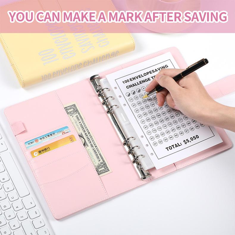 [CLOUDSEA]100 Envelopes Money Saving Challenge Binder, Budget Binder Savings Challenges Book with Cash Envelopes, A5 Budget Planner Book to Save $5,050