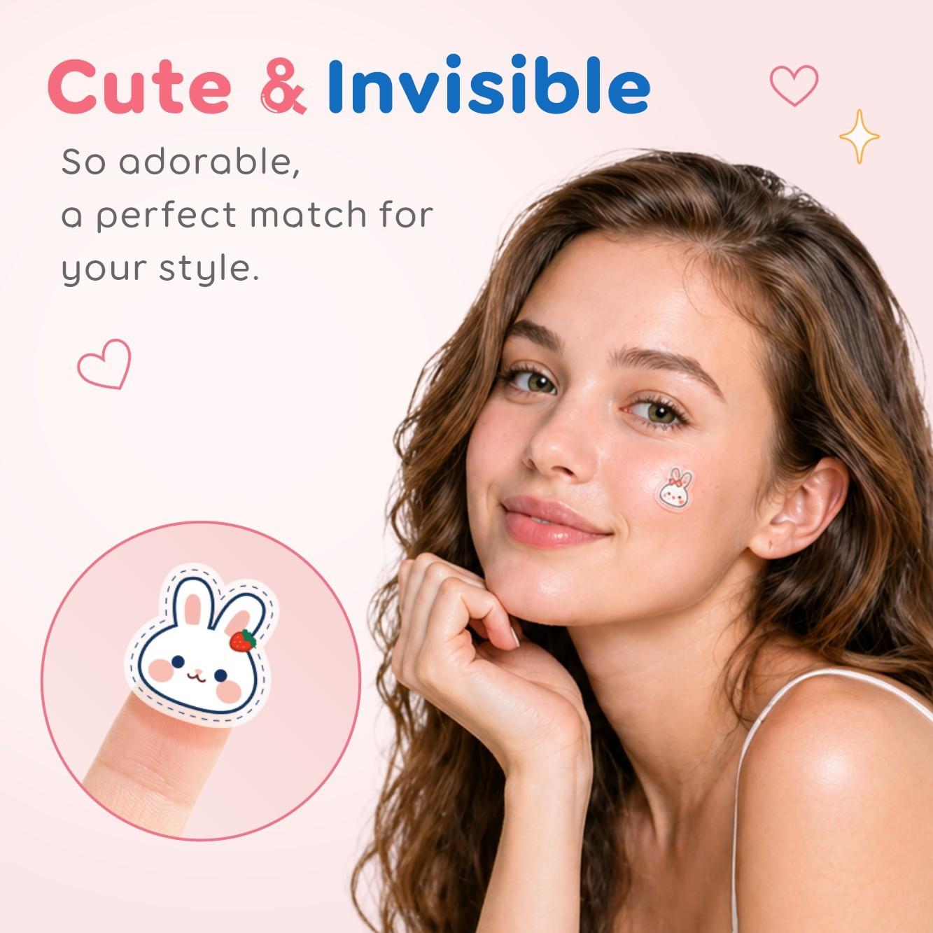 Rabbit-Shaped Acne Patches, Non-Irritating, Breathable, Makeup Covering, Alcohol-Free, Odorless, Daily Facial Care, 48/120/240 Pieces