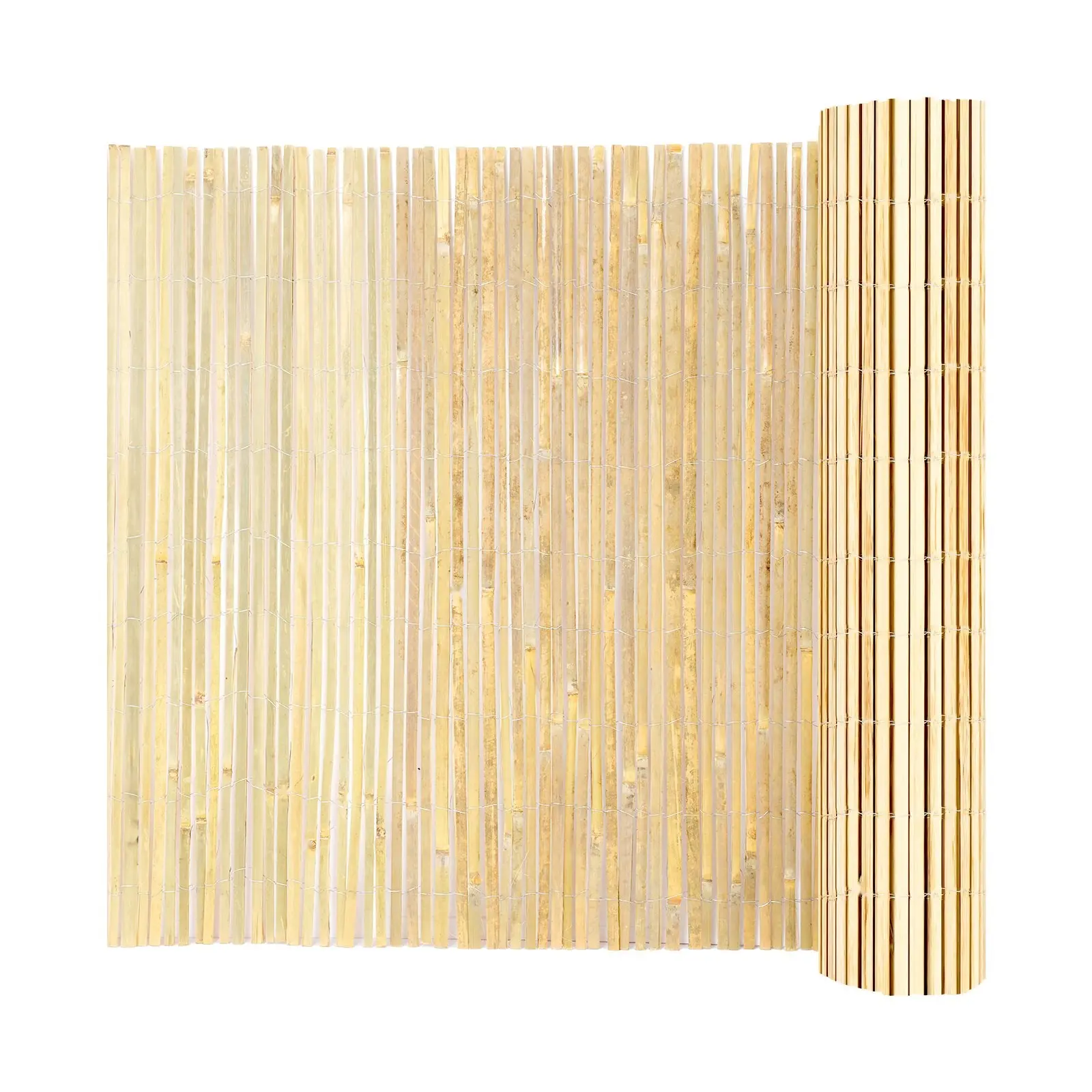 Natural Bamboo Slat Screening for Outdoor Privacy and Wind Break, Durable Bamboo Slat Fence 6 Feet High by 16 Feet Long, Weather Resistant Garden Divider, Easy Install, Eco Friendly, Breathable Sun Shade for Patios, Yards, Fences