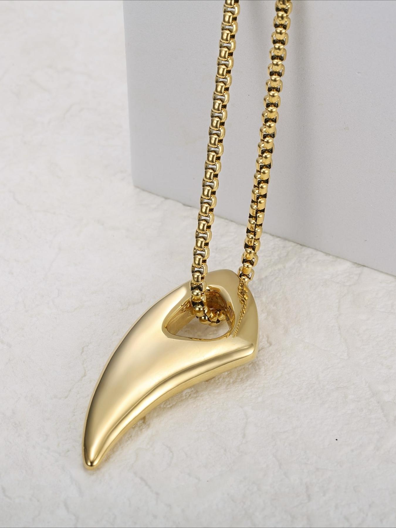 European and American Wolf Tooth Pendant Necklace, Simple and Trendy Stainless Steel Accessories, Versatile for Daily Use