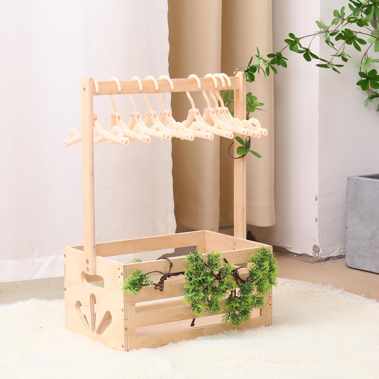 Wooden Baby Shower Crate Closet , Baby Storage nursery Crate Hamper with Handle, Gift Basket for Baby nursery Excluding hangers,Newborn Boy Girl Welcome Gift for New Mom Parents house organizers