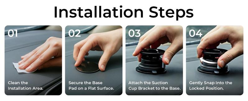 LISEN  Suctionpro Phone Holder, 360°Vacuum MagSafe Car Mount, Suction Phone Mount with One-Step Lock, Retractable, Compact & Stable Design, Car Accessories