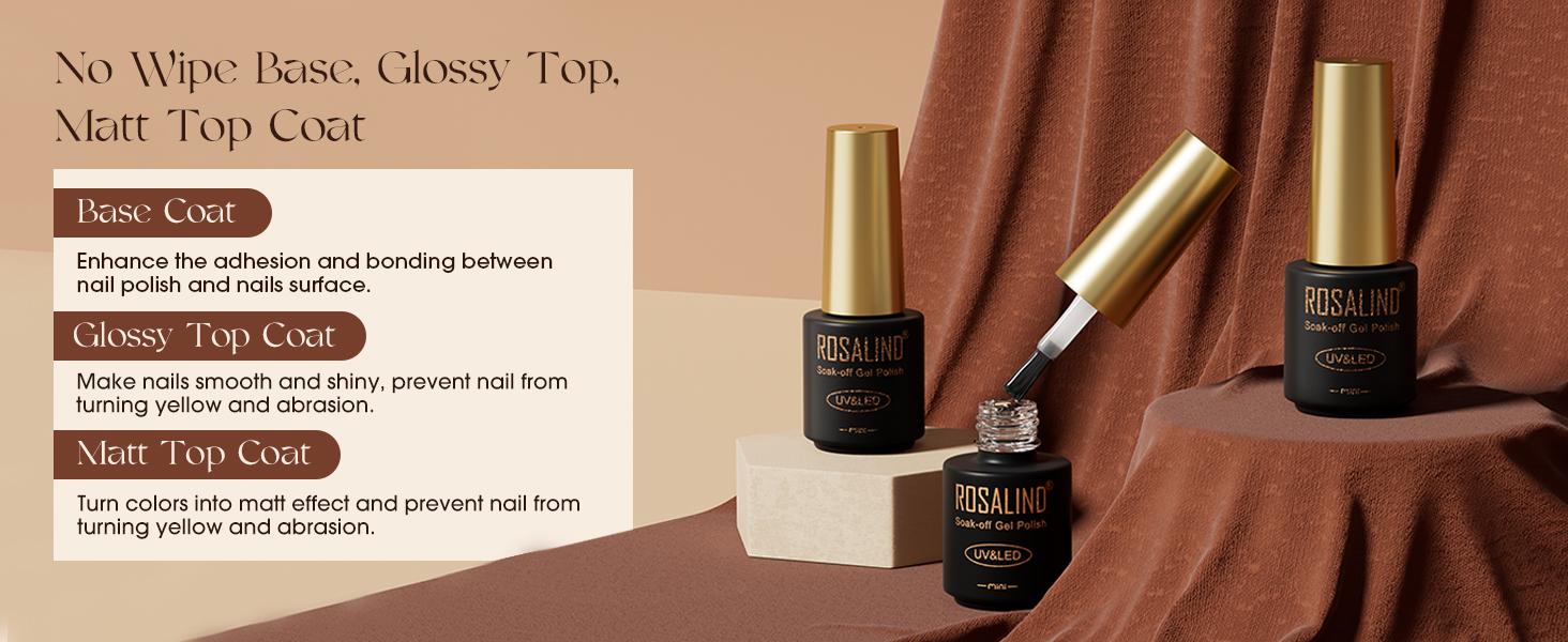 ROSALIND Colorful Gel Polish Mini 65/80/100PCS Gel Nail Polish Set Semi Permanent Requires UV Lamp with Base and Glossy Matte Top Coat Starter Gel Nail Set Suitable for All Seasons Gift for Women Salon Design