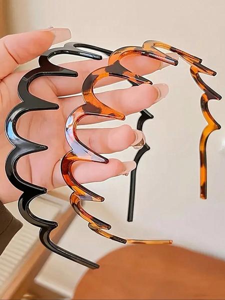 Wave Design Hair Hoop (2pcs/set), Casual Versatile Hair Accessories for Women & Girls, Minimalist Headwear Suitable for Thick Hair, Zigzag Headband