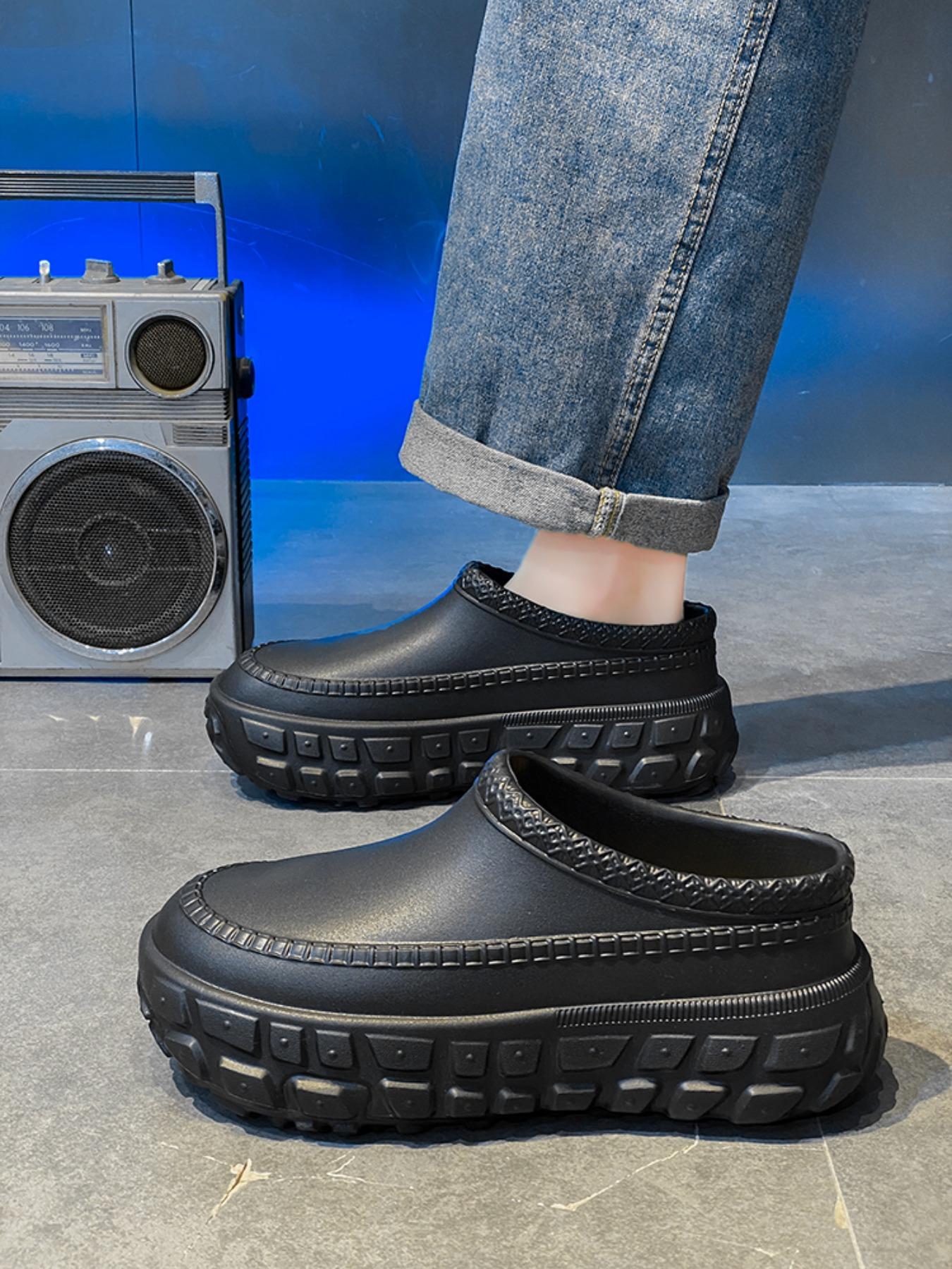 Unisex Thick Sole Casual Shoes, Anti-Slip Waterproof Eva Material, Simple Trendy Style, Comfortable Textile Lining, Ideal for Daily Wear, Casual Slip On