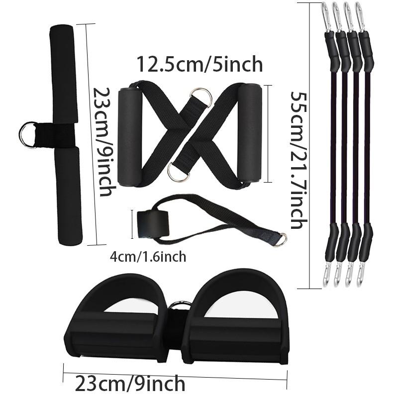 Multi-Functional Foot Resistance Band Set, Full Body Exercise, Sit-Up Aid, Leg and Abdominal Training, Stackable Home Gym Equipment