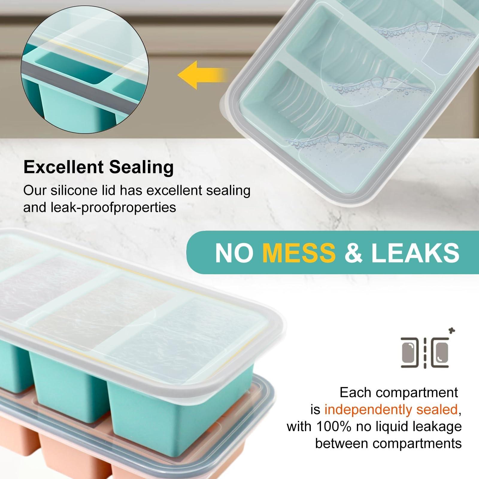 Silicone Freezer Trays with Lid, Souper Cubes 1 Cups Silicone Freezer Molds Ice Cube Tray for Meal Prep & Freezing Soup, Stews, Sauces, Homemade Large Ice Cube, BAP Free