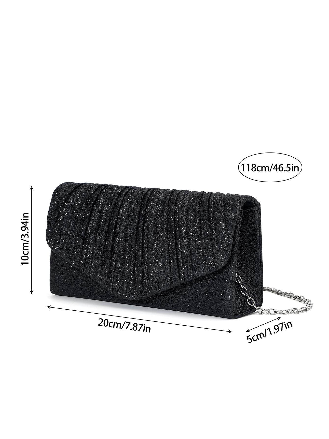 Rhinestone Decor Pleated Clutch Bag, Elegant Handbag for Party and Events, Fashionable Shoulder Crossbody Chain Bag, 1pc